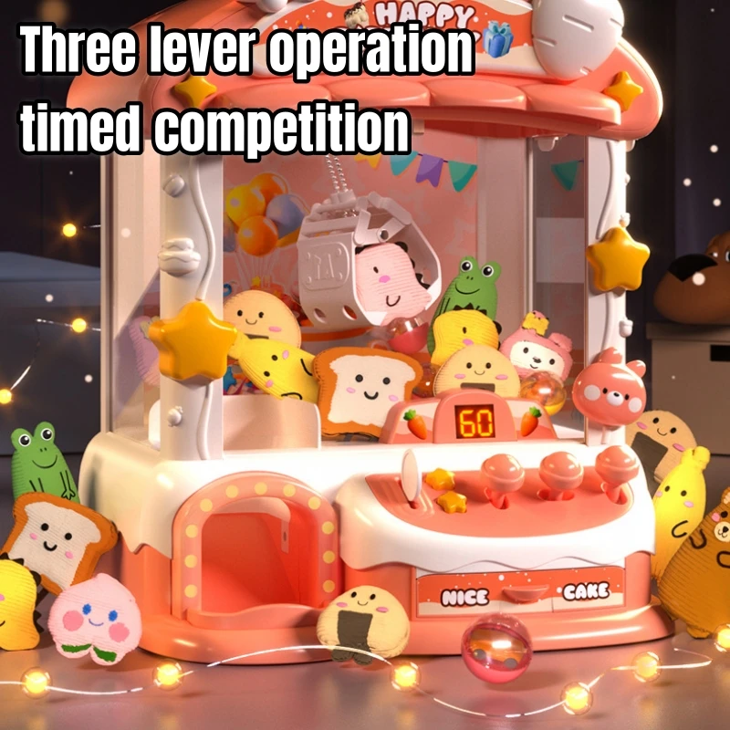 Kids Mini Claw Machine Toys DIY Cartoon Rabbit Coin Operated Play Games Prizes Doll Vending Machines Children Birthday Gifts 6