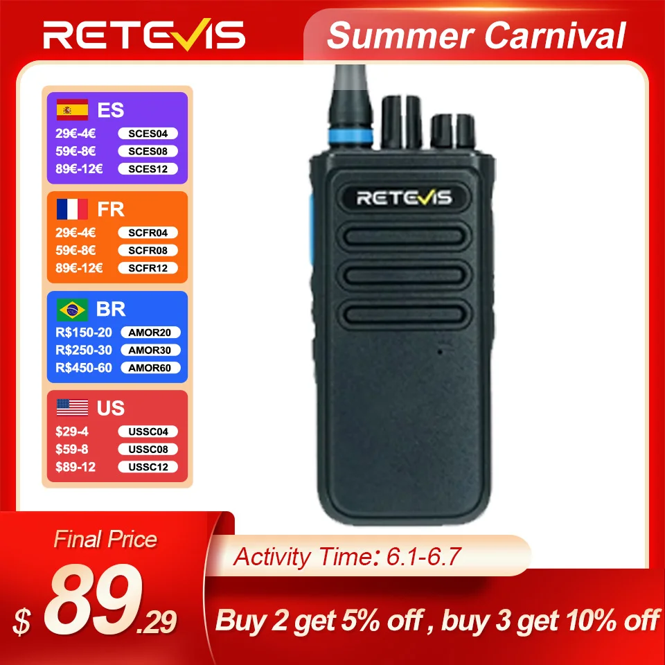 Retevis P1 DMR Walkie Talkie digitale ricevitore supereterodina Radio bidirezionale UHF ad alta potenza AES256 ricarica Radio di tipo C a lungo raggio