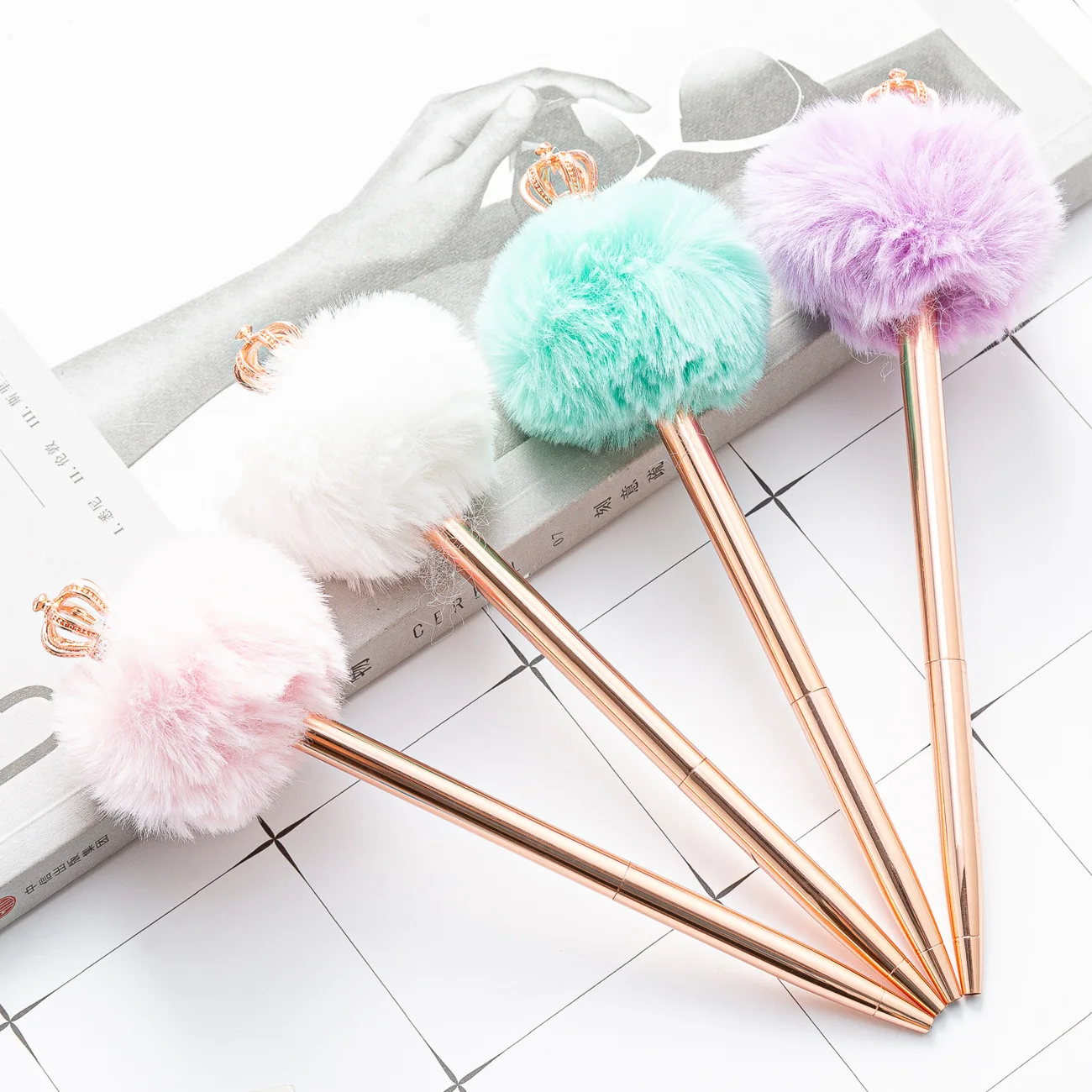 

24Pcs Metal Ballpoint Pen Rose Gold Pen Custom Logo Stationery Business Gift Lettering School&office Supplies