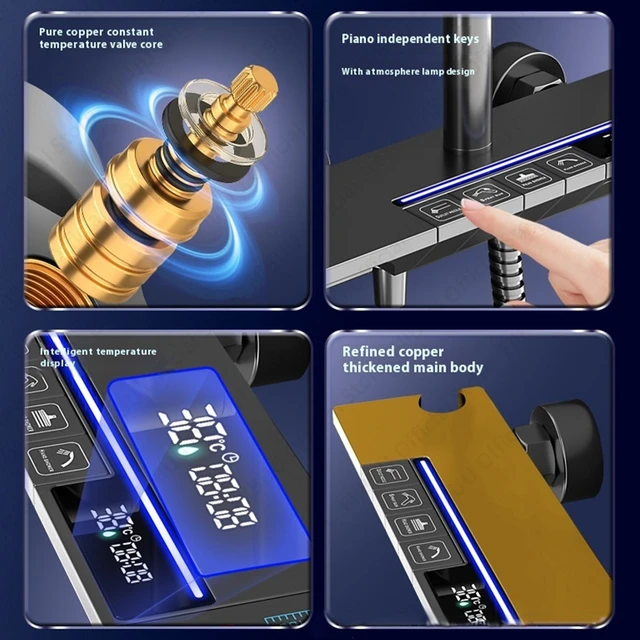 ความสูงปรับระบบฝักบัวอาบน้ําหลายโหมดชุดฝักบัวสแควร์สเปรย์ฝักบัวอาบน้ําแรงดันสูง Combo ใหม่อุปกรณ์ห้องน้ํา 4