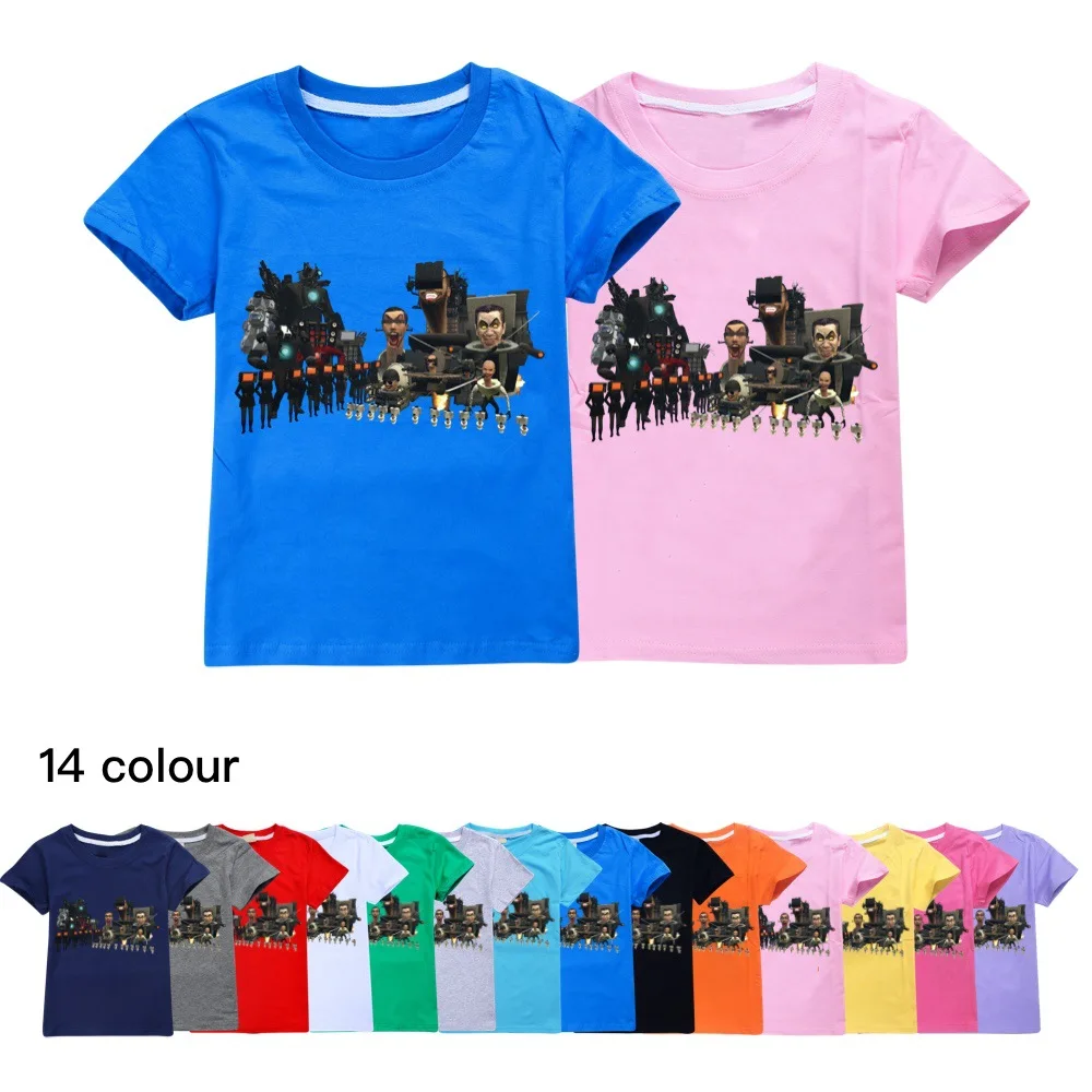 

Children Boys Girls Skibidi Toilet ManT Shirts Summer Short Sleeve Kids Tops Tees Cartoon Casual Kids Clothes 2-16Years T-Shirts