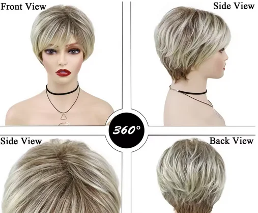  ª Ƚ  Syntehtic Blonde Mix  Ӹ   (Bangs ) Natural Soft Daily Casual Costume Party Use