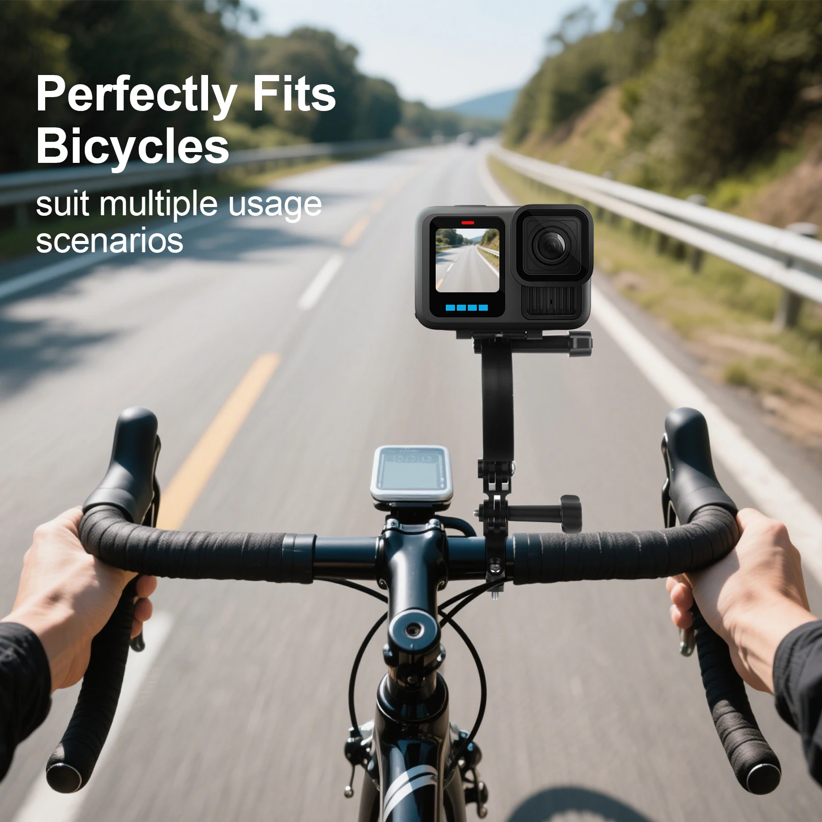 Bras d'extension incurvé en aluminium pour GoPro Hero 13/12/11/10/9 DJI Osmo Action