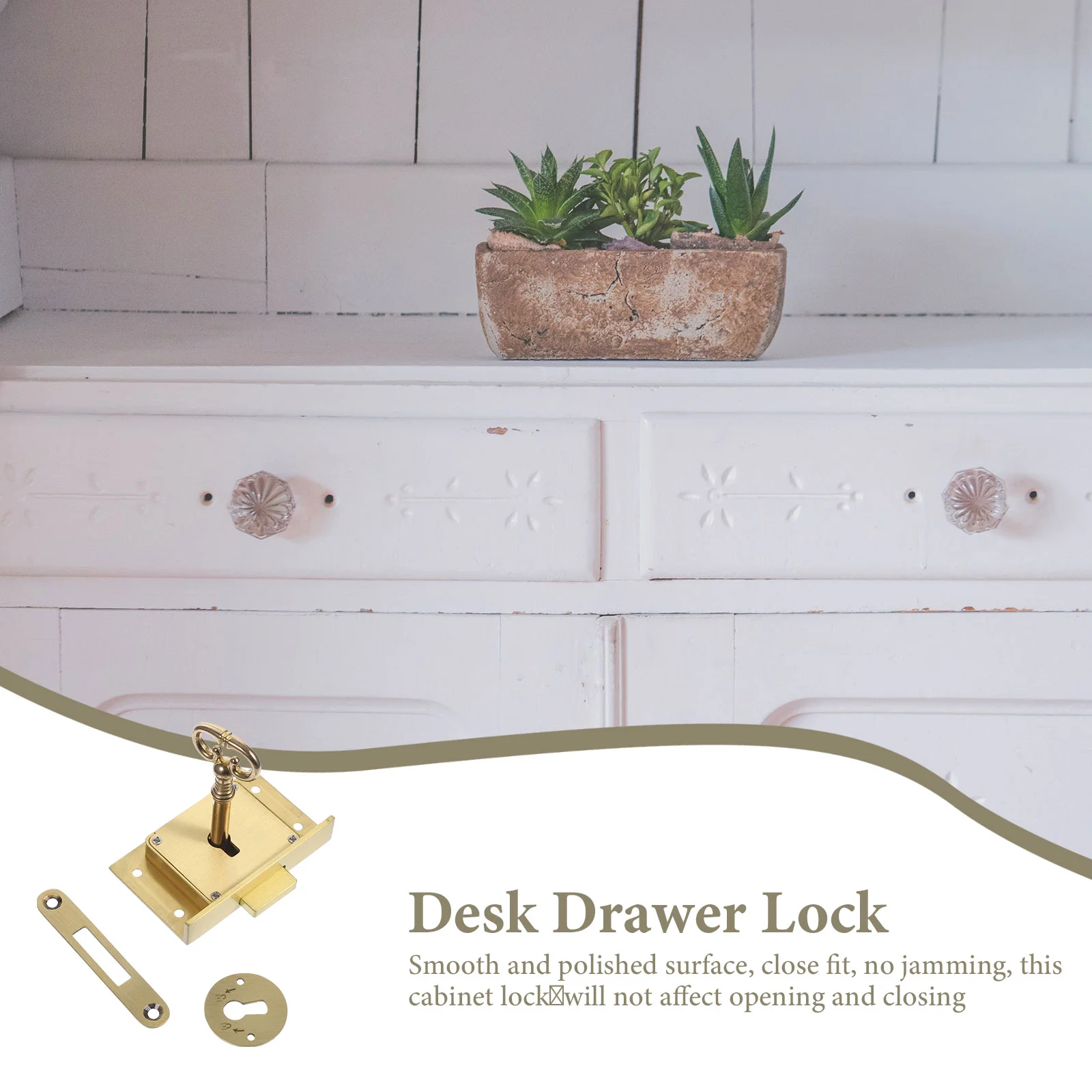 Brass Plated Flush Mount Door Locks Set for Cabinets, Drawers, Mailboxes, and Wardrobes