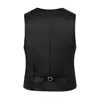 Formal Vest Sleeveless Pockets Single-Breasted Male Suit Vest Casual Party Bar Banquet Dress Waistcoat Solid Color Suit Vest 5