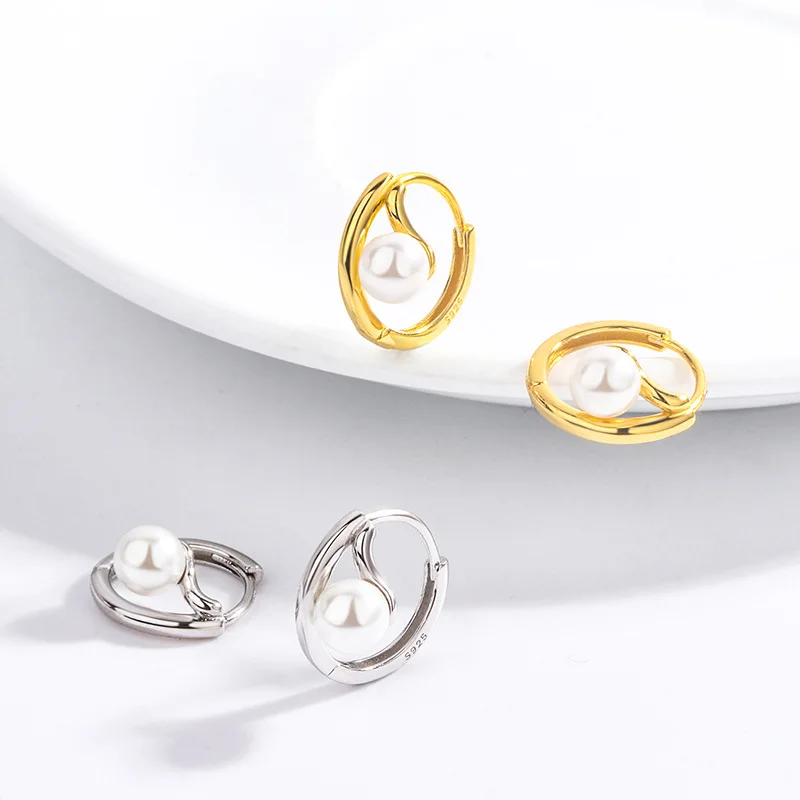 

Серьги из серебра S925 пробы с бусинами в виде ракушек, простые и универсальные модные простые и простые серьги для сна с маленьким дизайном