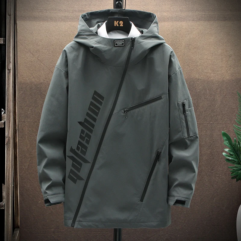 

Куртка мужская с капюшоном в стиле хип-хоп, уличная тонкая короткая ветровка на молнии, повседневный бомбер в стиле Харадзюку, верхняя одежда, весна-осень 2023