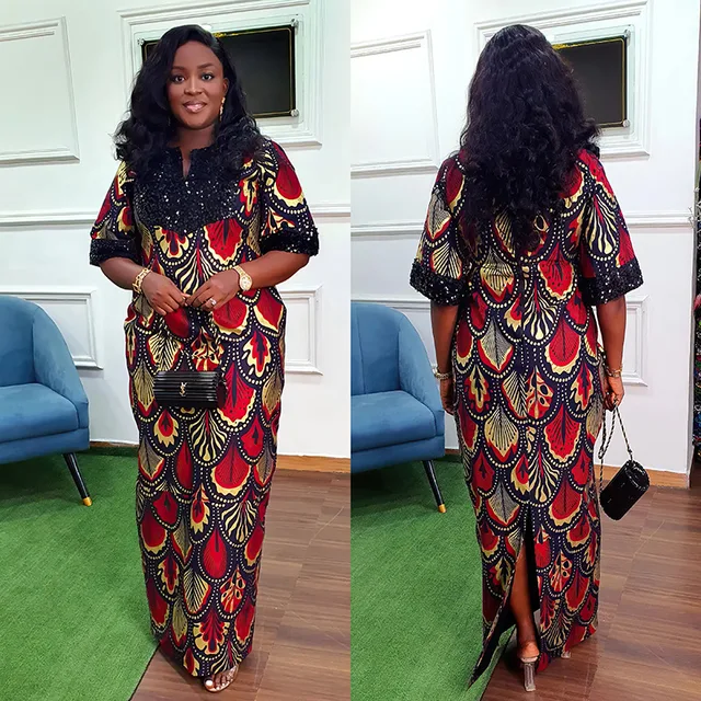Adunni Sequin Design Print Boubou Dress