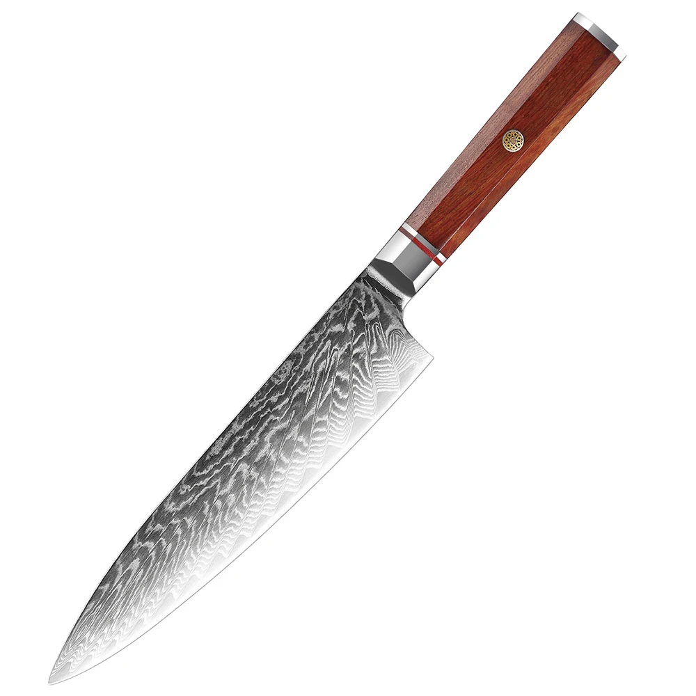 

8 Inch Damascus VG10 Steel Chef Knife Pro Sharp Kitchen Knives Cooking Knife Meat Cutting Gyuto Chef Knife Octagonal Handle
