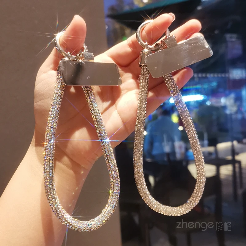 Short Full Diamond Phone Lanyard Short Wrist Phone Case Universal Lanyard Anyard Metal Clip Lanyard Women's Small Fragrant Wind