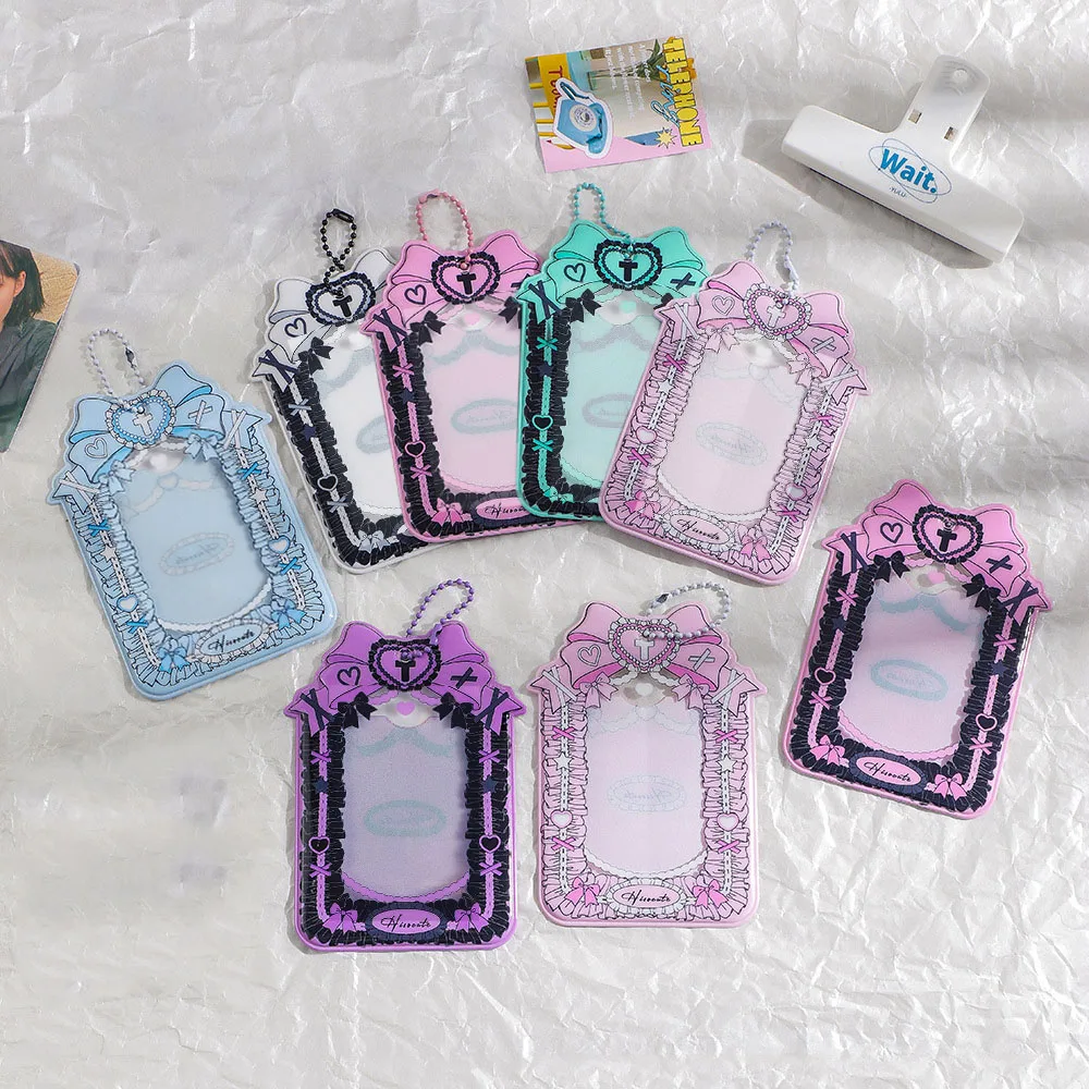 

Ins мультфильм бант фотокарты Защитная фотография искусственная подвеска 3 дюйма девушка сердце Idol фото рукава брелок фоторамка фото карман