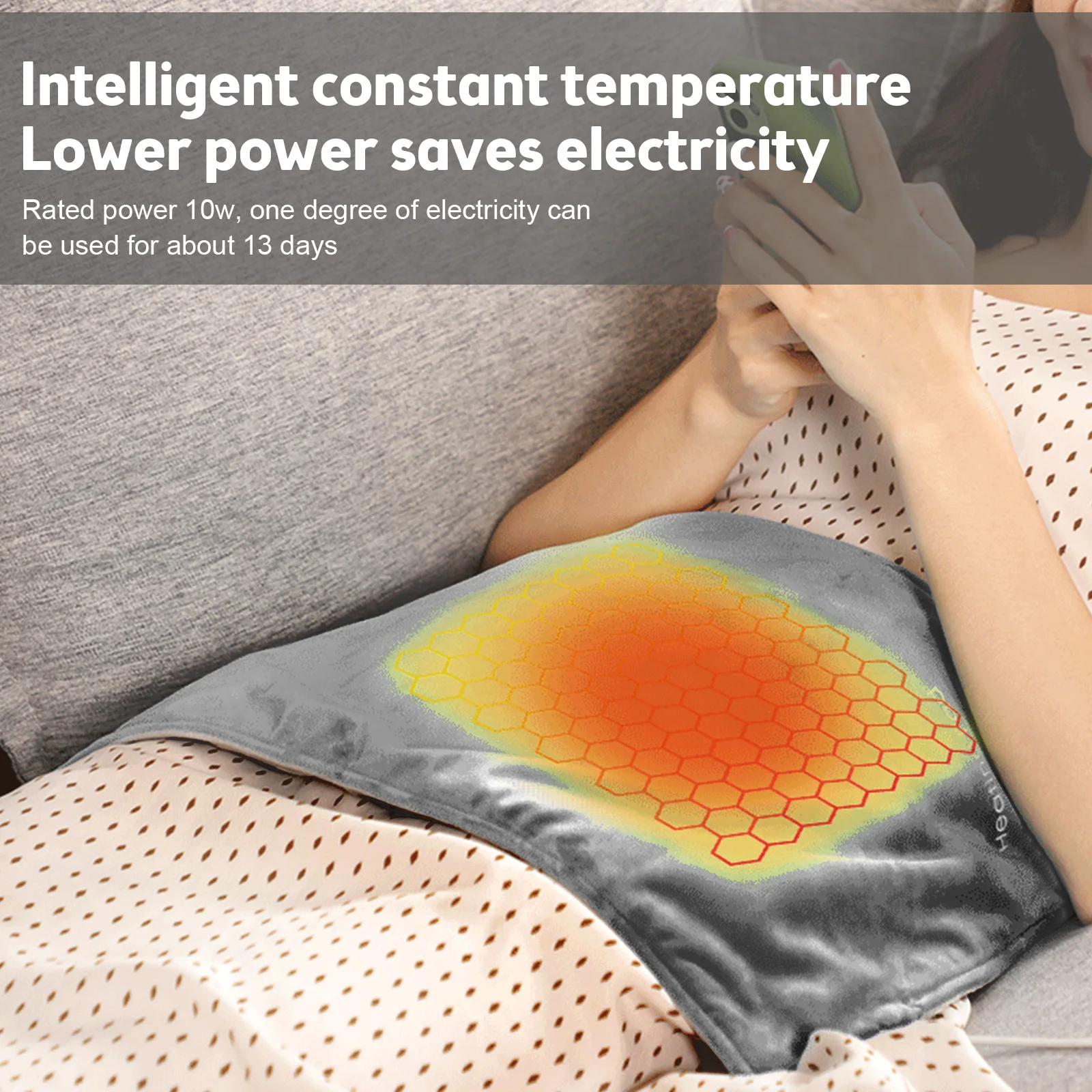 Electric Blankets Heating Pad 5V 2A 12x24 inches for Back/Shoulder/Neck/Knee/Leg Constant Temperature Type-C Waterproof Grey
