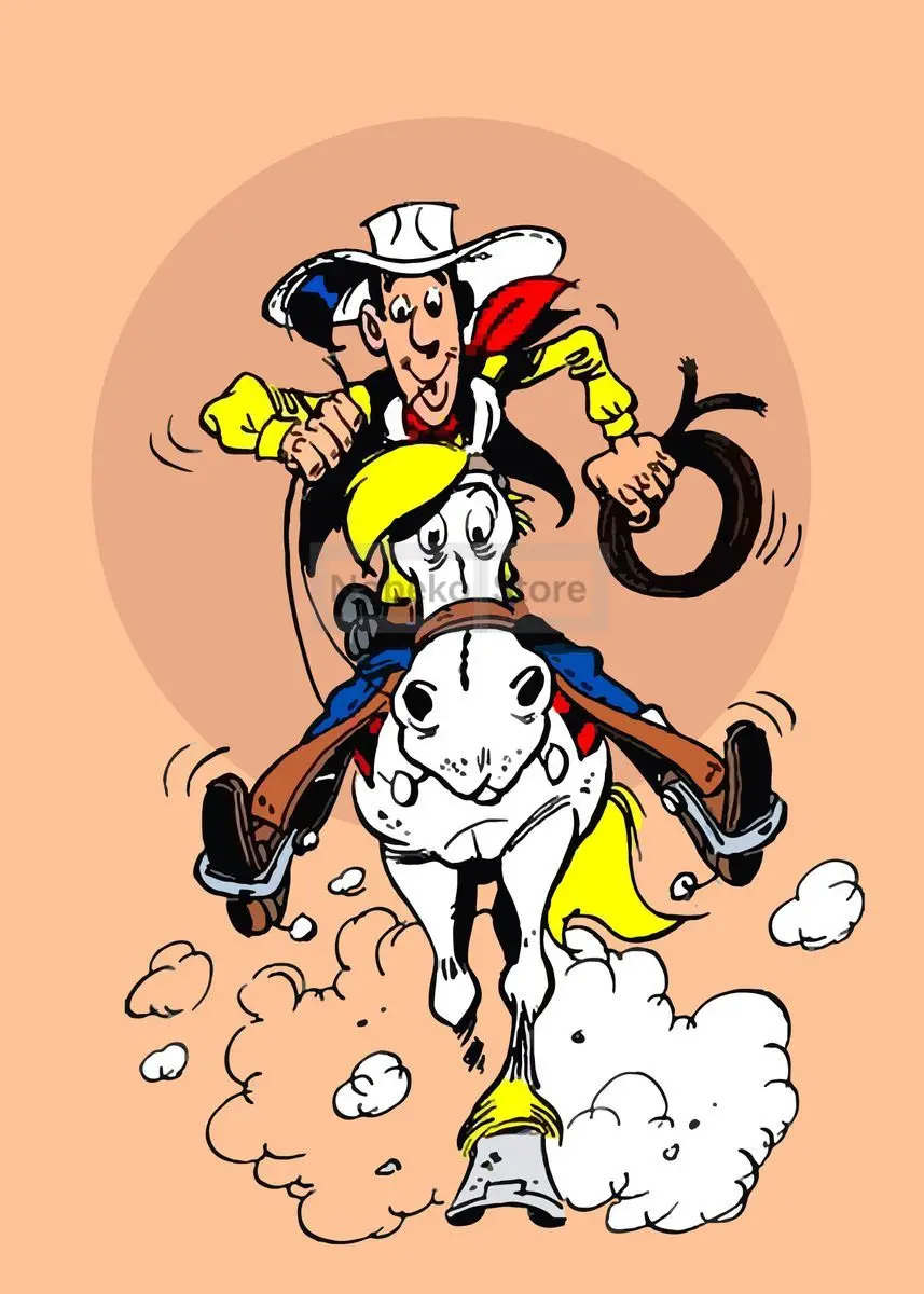 French Animation Lucky Luke Poster Cartoon Comics Funny Cowboy