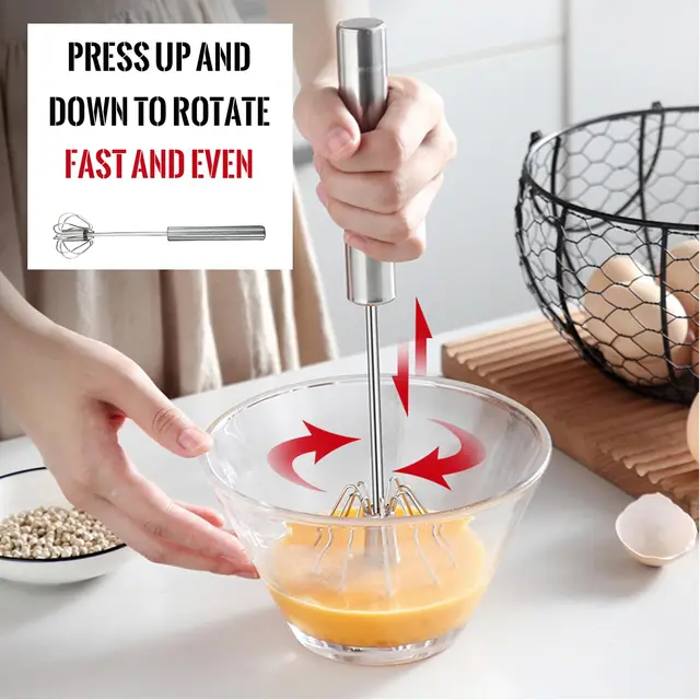 1/3Pcs Semi Automatic Egg Beater Stainless Steel Manual Hand Whisk Mixer Self-Turning Cream Utensils Kitchen Gadgets Egg Tools 2