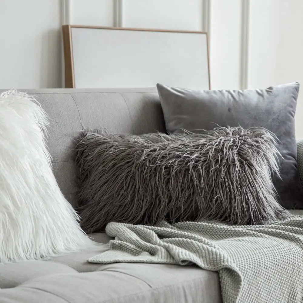 

Luxury Super Soft Plush Faux Fur Pillow Case Winter Warm Mongolian Pillow Cover Throw Cushion Pillowcase Bedroom Home Decor