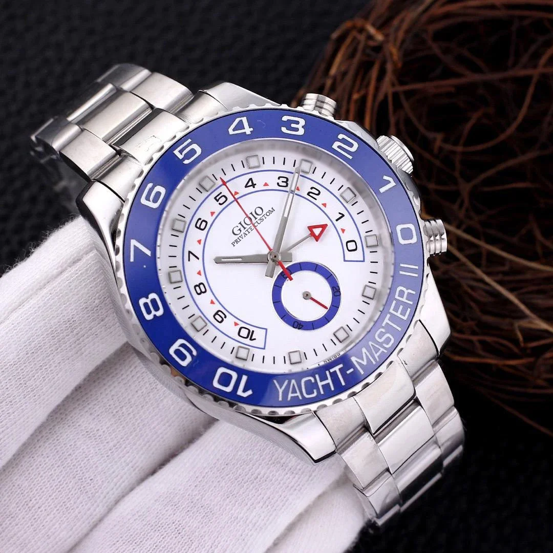 

men automatic mechanical GMT Watch blue Ceramic Rose Gold