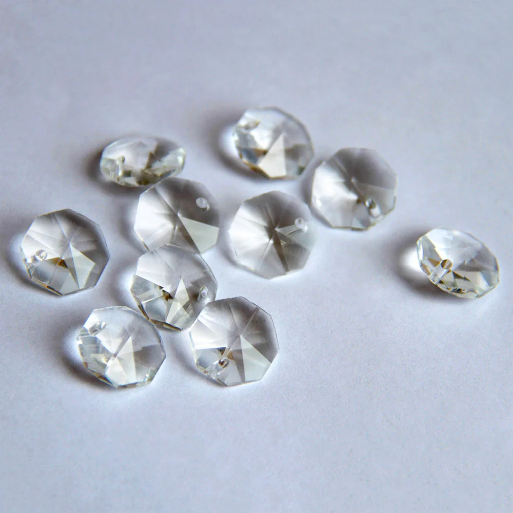 

Clear and 10-22mm Size Crystal Octagonal Beads In Two Hole K9 Crystal Chandelier Parts Accessories DIY Wedding