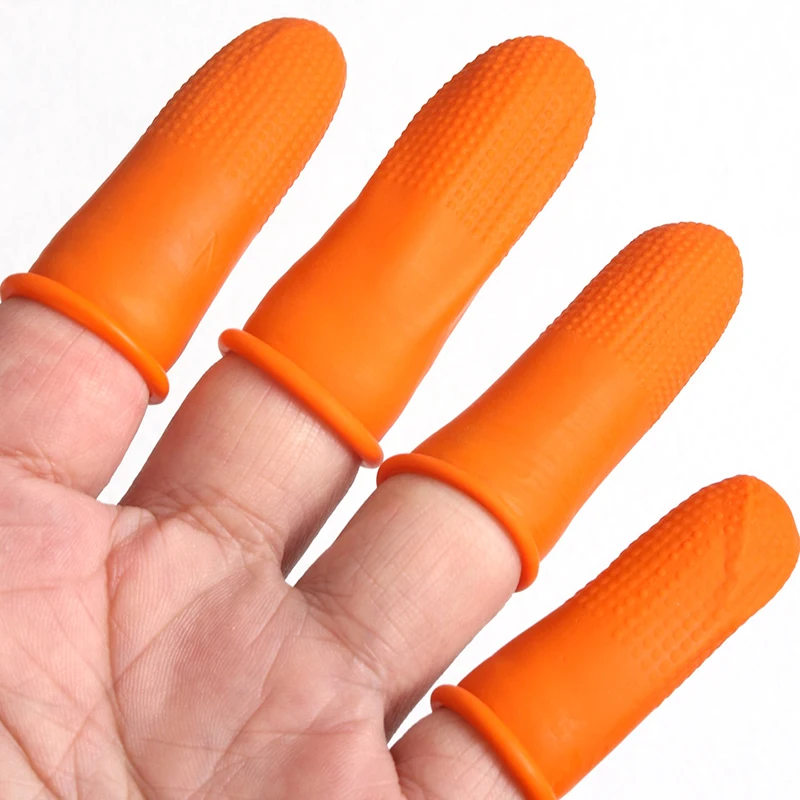 50PCS Leather DIY Craft Tool Orange Rubber Finger Covers Fingertip Protector Gloves For Leather Manual work