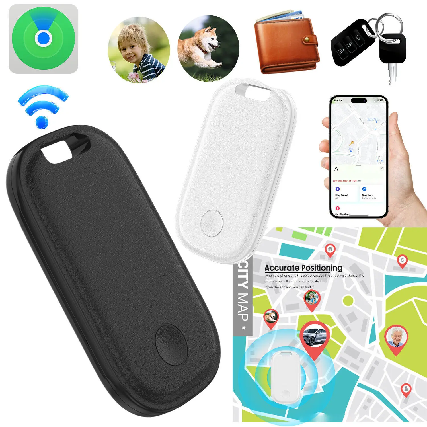 Mini GPS Tracker for IOS Smart Bluetooth-compatible GPS Locator Wallet Key Pets Finder Anti Lost Device Work with Find My APP