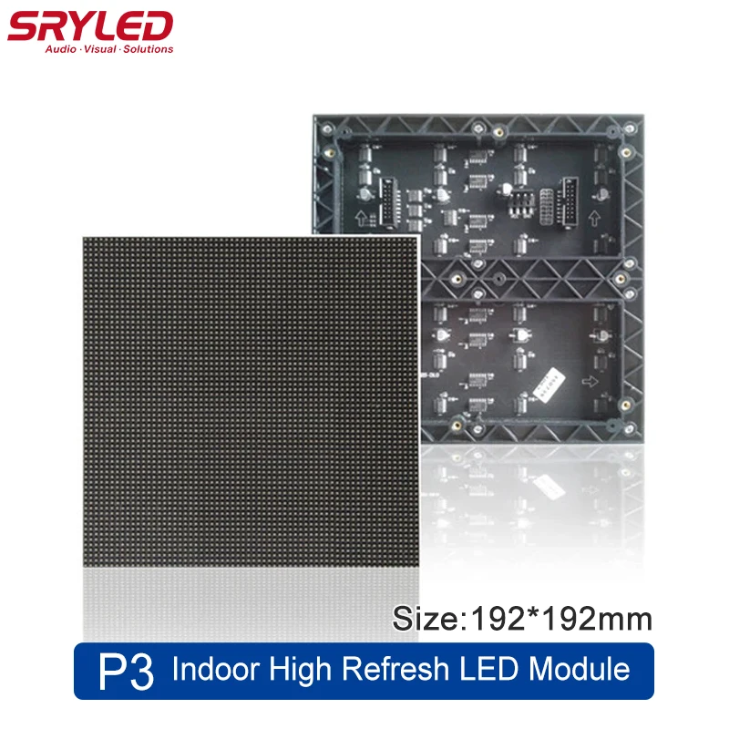 

Светодиодный телефон SRYLED, внутренний видеомодуль P3, 192 мм × 192 мм, RGB, полноцветный, 64x6, 4 пикселя, SMD2121, дисплей, экран, модуль