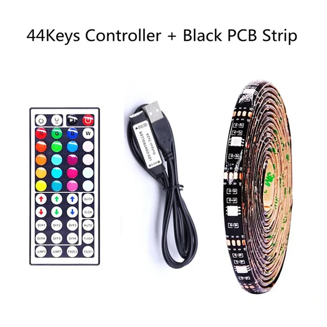 5V RGB LED Strip Light 5m 10m USB Remote Control SMD 5050 Lights LED Tape  Backlight For TV Holiday Decor 0.5/1/2/3m Black PCB - AliExpress