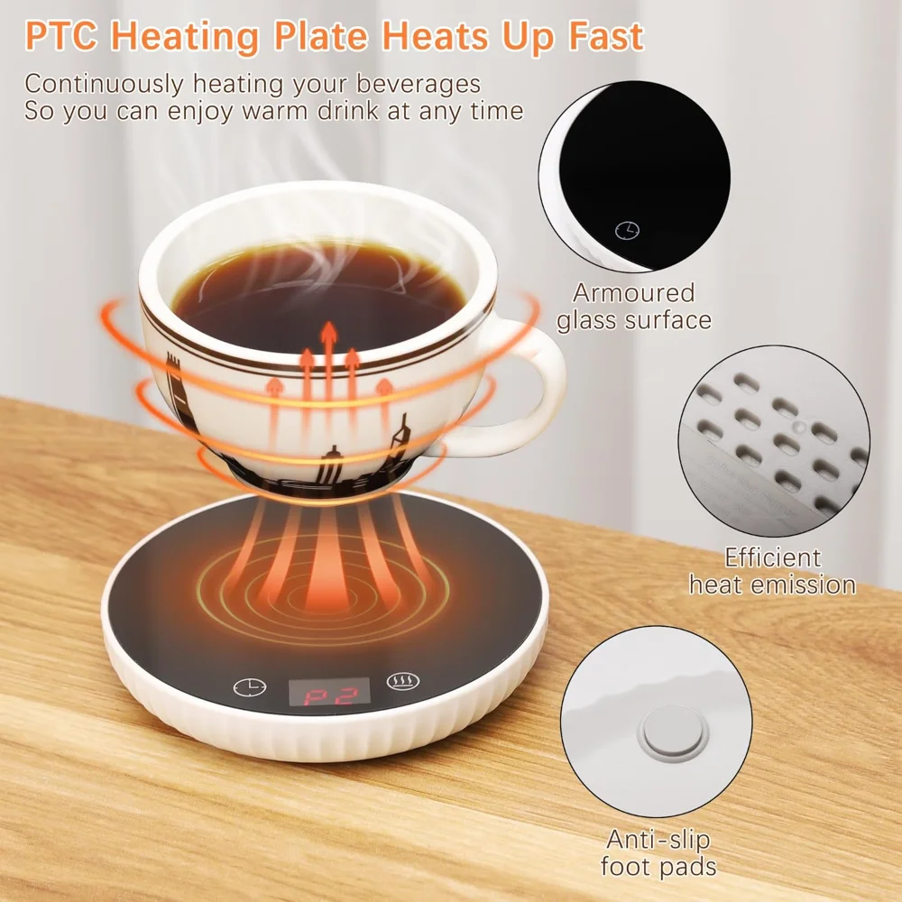 for Desk, Coffee Warmer Auto Off, 2-Temp Settings, Smart Mug Candle Office, Cup Plate Coffee,Coco