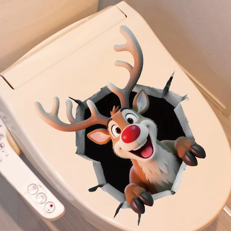 Santa Claus Christmas Toilet Stickers Merry Christmas Party Decoration 2025 Xmas Bathroom Decor Navidad Natal New Year Gift 2026