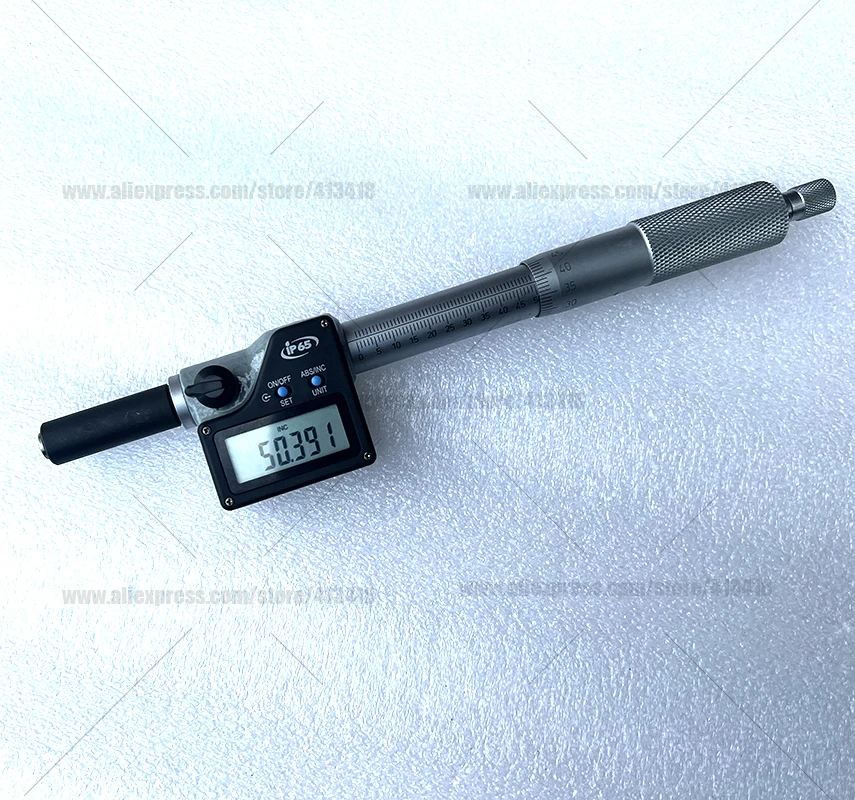 XIBEI 전자 마이크로미터 헤드 0-50 정확도 0.001mm 플랫 측정 도구 유형 스레드 널링 조정 손잡이 마이크로미터 헤드