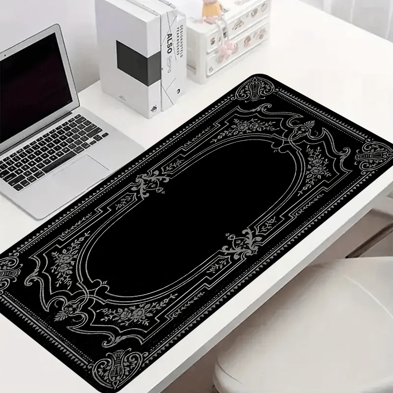 Black Pattern Large Baroque Ornate Mouse Pad Desk Gadgets Keyboard 90x40cm Desk Mat Xxl Playmat Mouse Pads Desktops Office Items