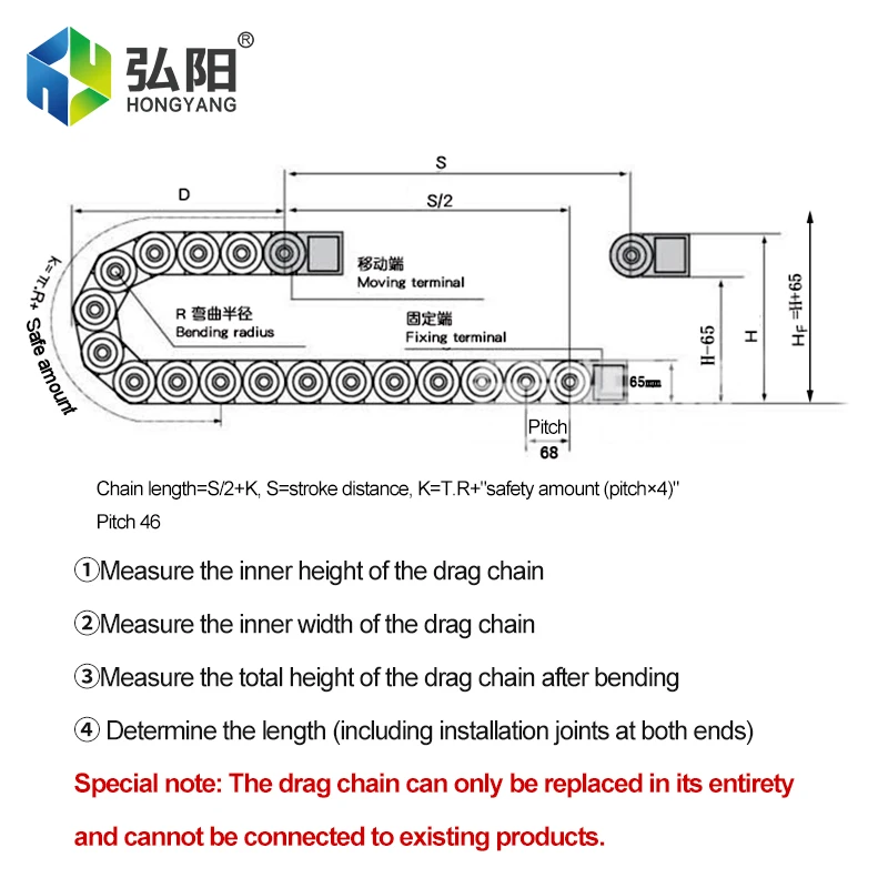 Cable Drag Chain 45*100mm Closed Wire Transmission Cable Slot Drag Chain For CNC Router Machine Tool 3D Printer
