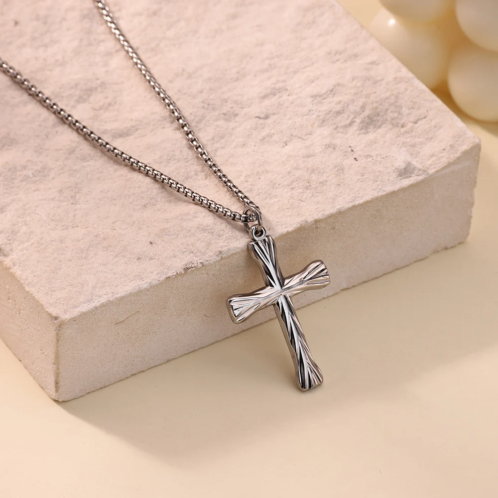 Waterproof Stainless Steel Creative Cross Pendant Necklace for Men Unisex