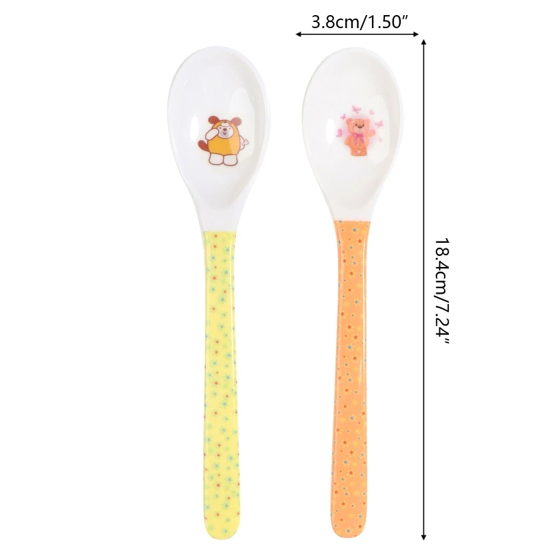 Safe Plastic Cartoon Printing Baby Kids Feeding Spoon Children's Long Soup Coffee Spoon Dinnerware Random Color