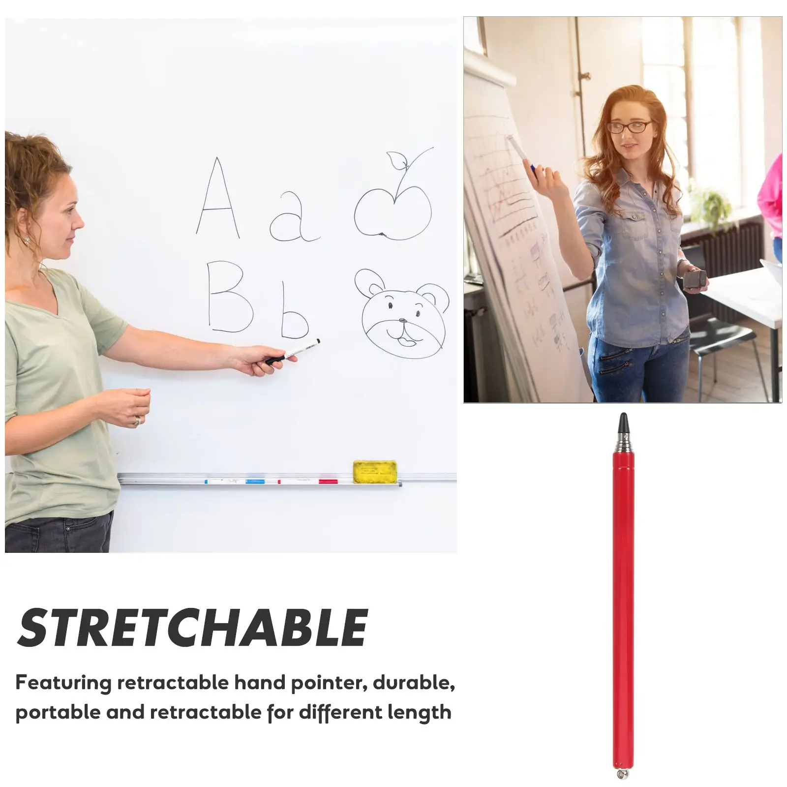 Whiteboards Stylus Handheld Presenters Telescopic Pointers for Teachers Teaching Stick Retractable Red Office Presentation