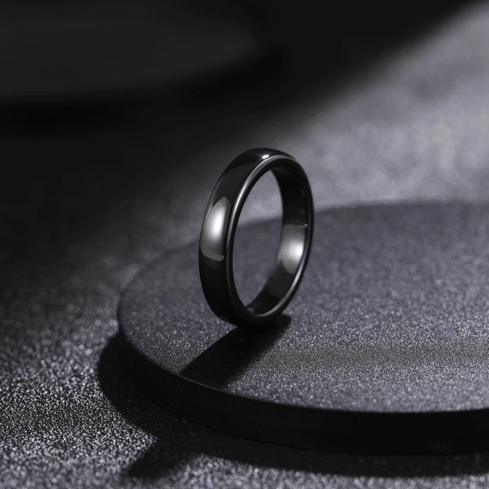 Elegant Black Brushed Ceramic Wedding & Engagement Ring - Unisex Jewelry, Plus Sizes Available