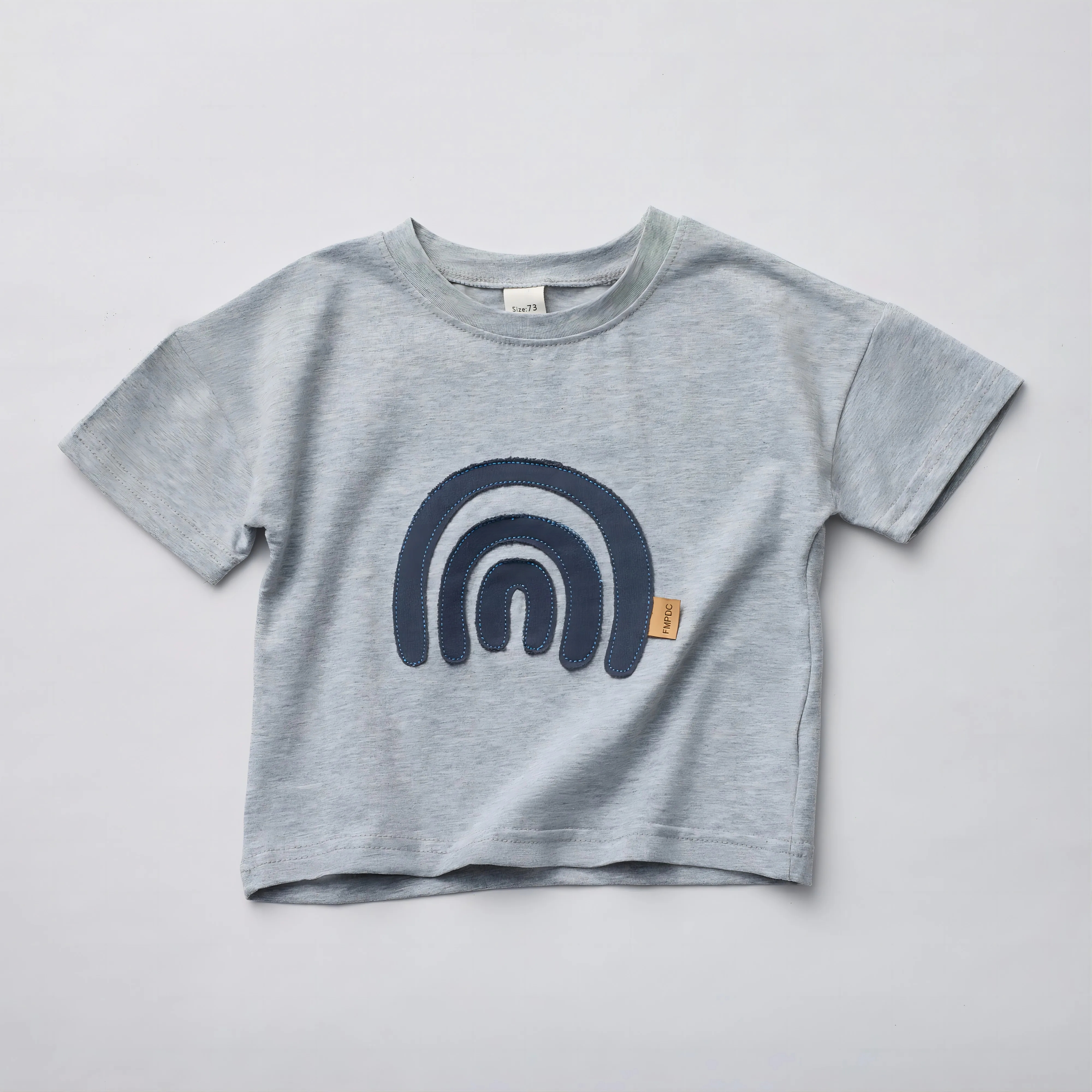 New Baby Summer Boys Girls Rainbow Sticker Round Neck T-shirt Kids 95% Cotton T-shirt Children Clothes casual Baby Short Sleeves