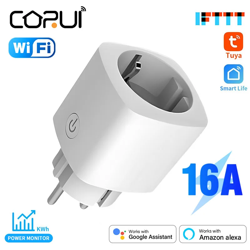 

CoRui 16A EU Plug EWelink Bluetooth+WIFI Dual Mode Timer Socket Power Monitor Voice Control Yandex Alice Alexa Google Home