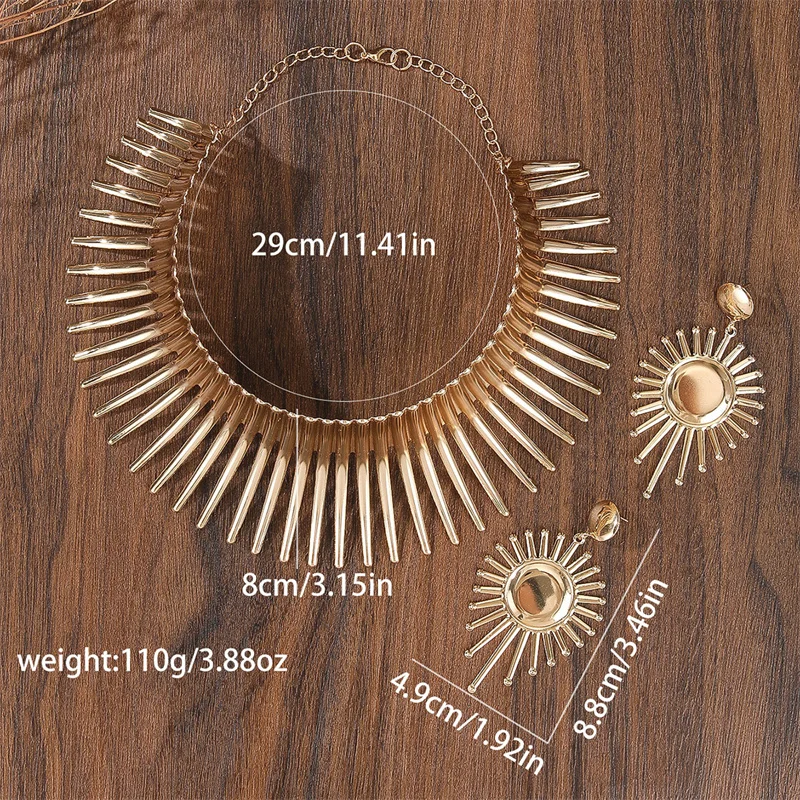 Jewelry Sets Jewelry Set Fashion Jewelry Set Gold Color Metal Big Exaggerated Torque Choker Earrings Set African Punk Gifts