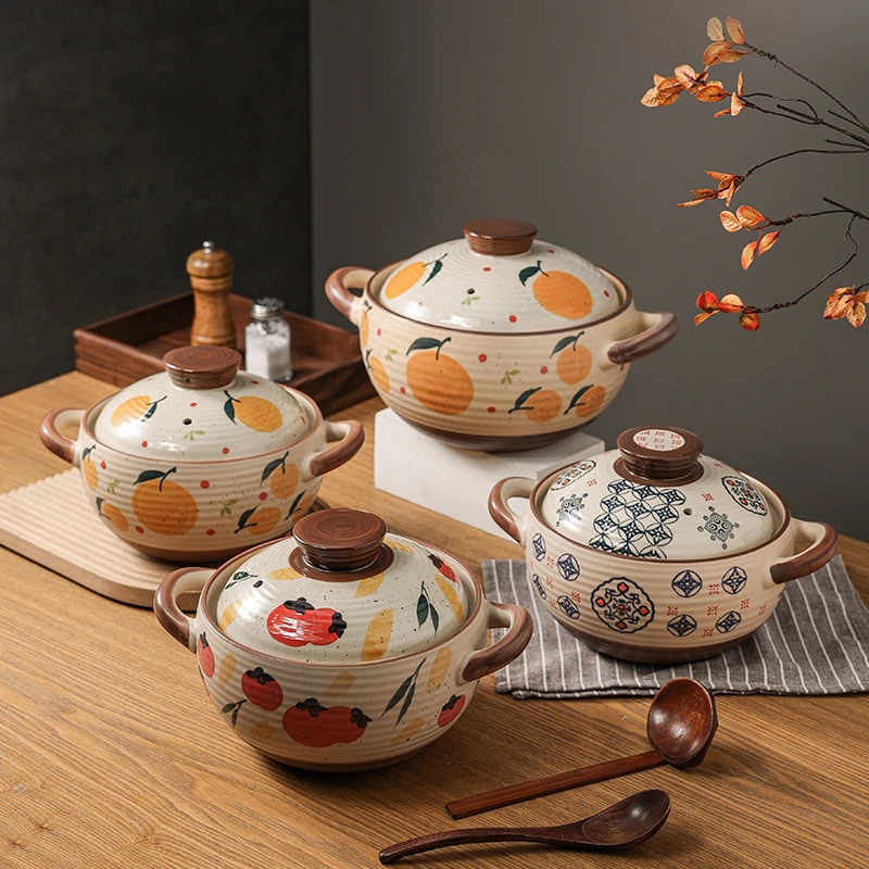 Japanese Clay Pot Home Cartoon Hand Painted Cooking Pot Open Fire Gas Stove  Large Size Ceramics Soup Saucepan / ZC935| | - AliExpress
