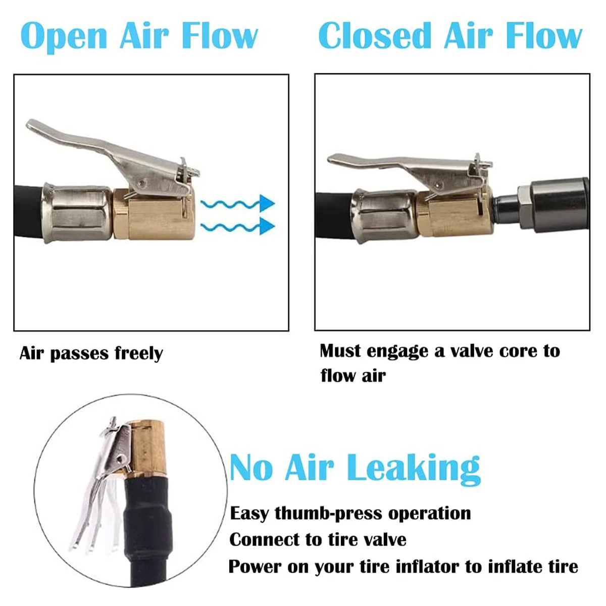 Car Air Pump Thread Nozzle Adapter Tire Air Chucks Car Inflator Valve Connector Clamp Car Tire Inflator Valve Connector Car Tyre