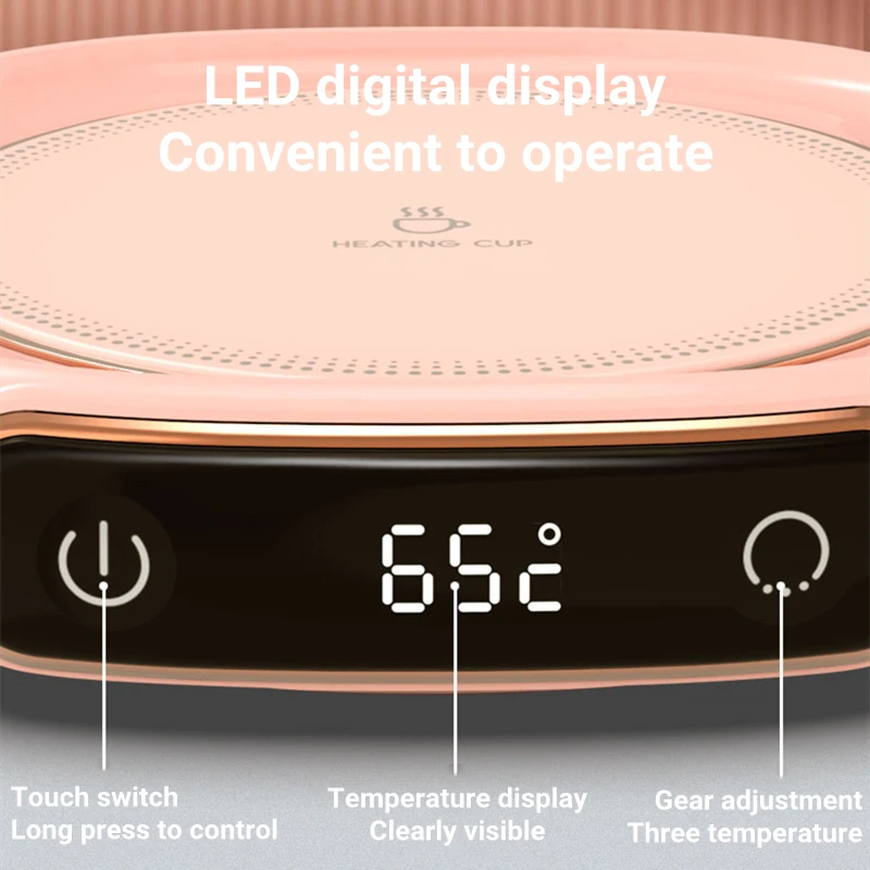 Smart Coffee Cup Warmer Electric Mug Heater for Milk Tea Food Portable Heating Coaster 3 Gear Settings Auto-off Cup Warming Pad 6