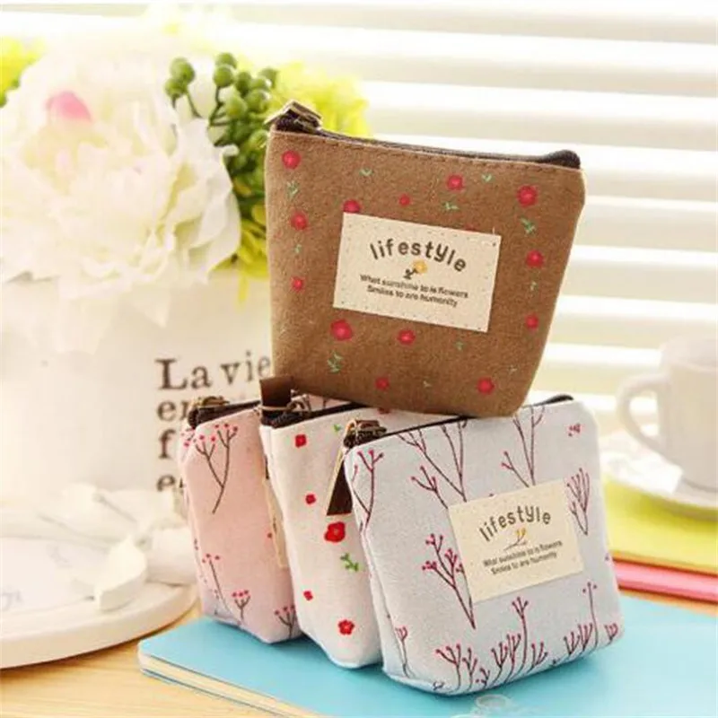 Coin Purse Plush Coin Purse Coin Wallet Change Bag Women Wallet Key Case Fashion Fabric Coin Purse Key Case Creative Coin Purse Cartoon Cute Canvas Bags Girls Floral Print Mini Pouch Wallets for Women