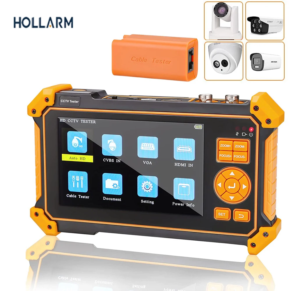 

Hollarm HD-3200 5 дюймовый тестер системы скрытого видеонаблюдения Mini Monitor 8MP CVI TVI AHD SDI CVBS аналоговый HDMI вход HD Коаксиальная камера видеонаблюдения