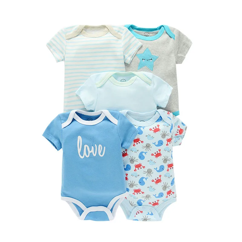 Ircomll 5 Pairs/lot Baby Boy Girl Clothes Newborn Infant Short Sleeve Cotton Bodysuits for Babies Baby Girl Set Baby Costume 4