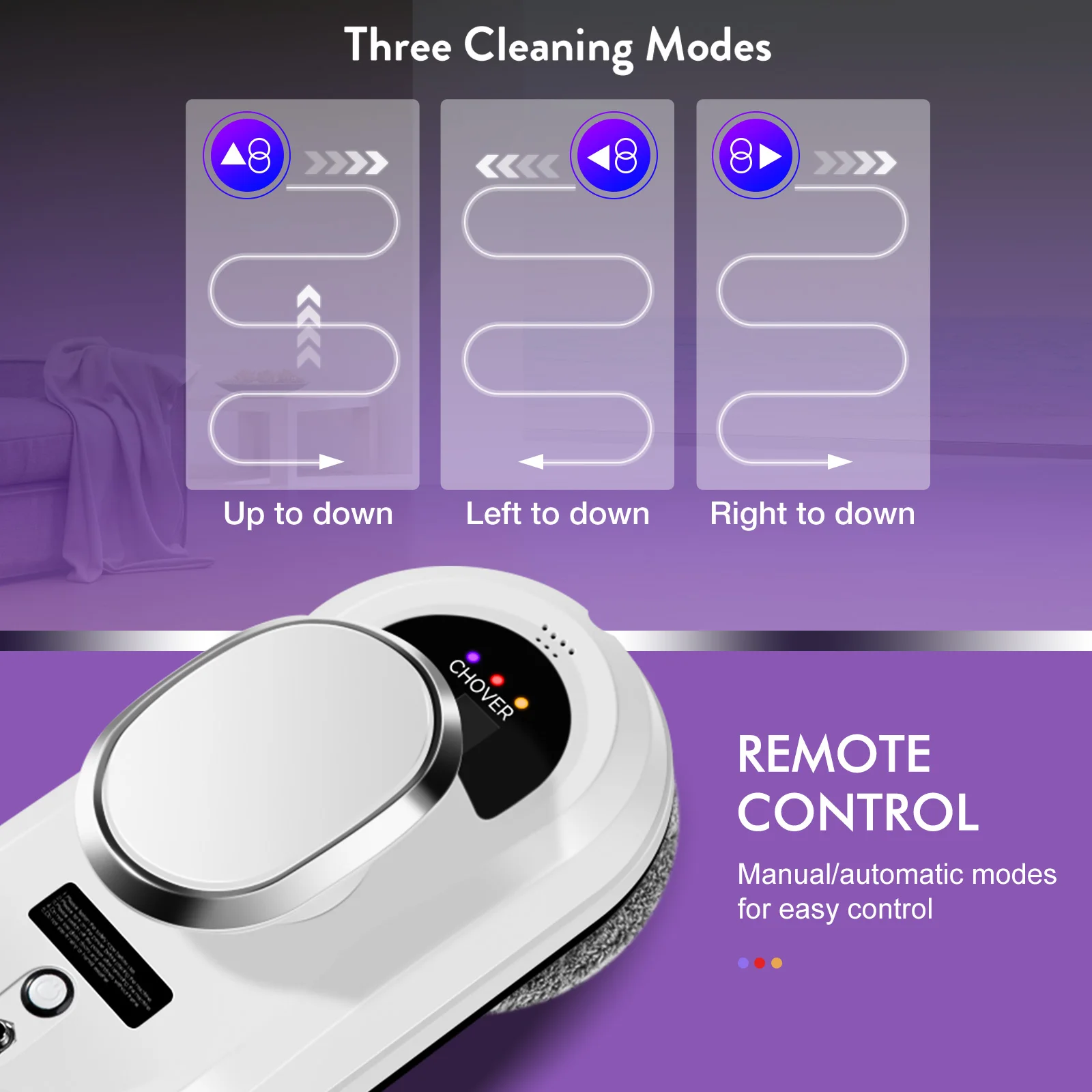 CHOVERY Window Cleaning Robot Vacuum Cleaner with Remote Control Electric Smart Window Glass Cleaner 3