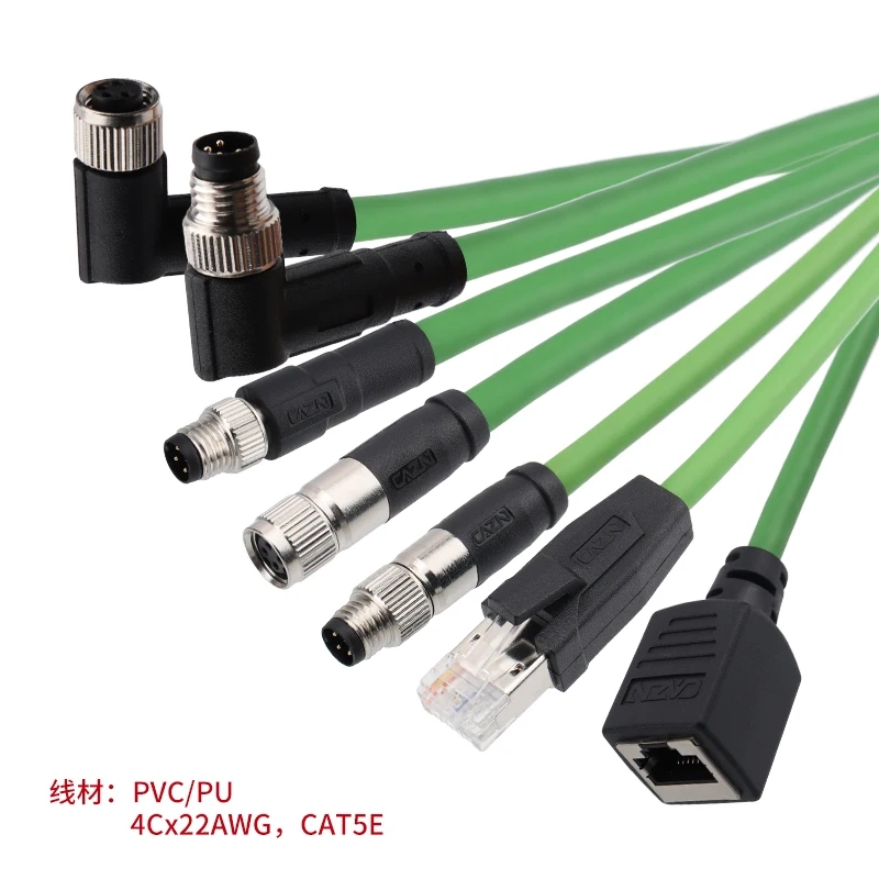 DRRI M12 4pin D-Code Mannelijk naar RJ45 Ethernet Connector CAT5 Afgeschermde Kabel voor Profinet & Ethernet/IP Netwerken (1M