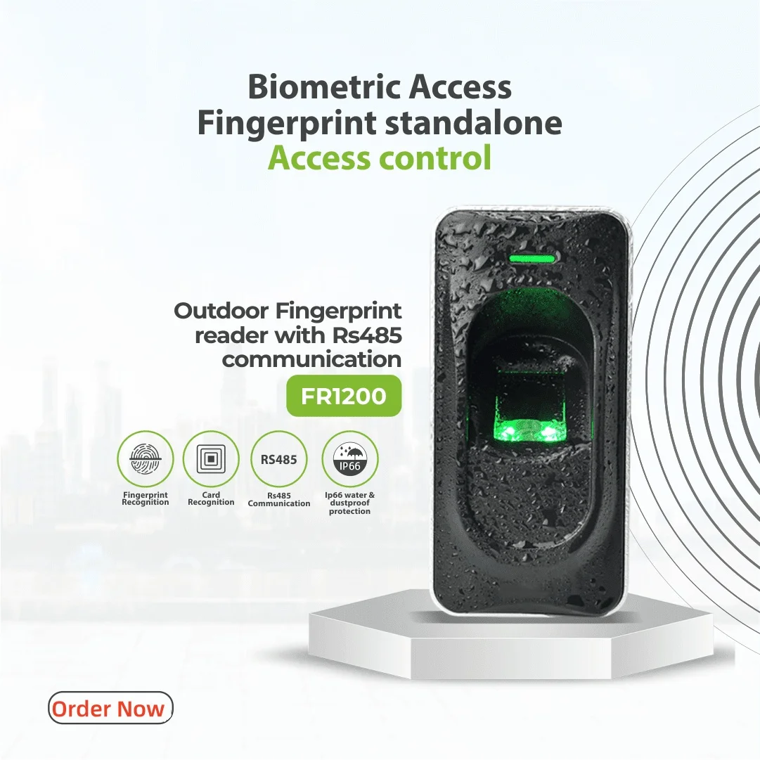 ZK FR1200 IP65 실외 방수 지문 인식기, RS485 생체 인식 슬레이브 스캐너(IC RFID 카드 포함) 출입 통제 시스템용