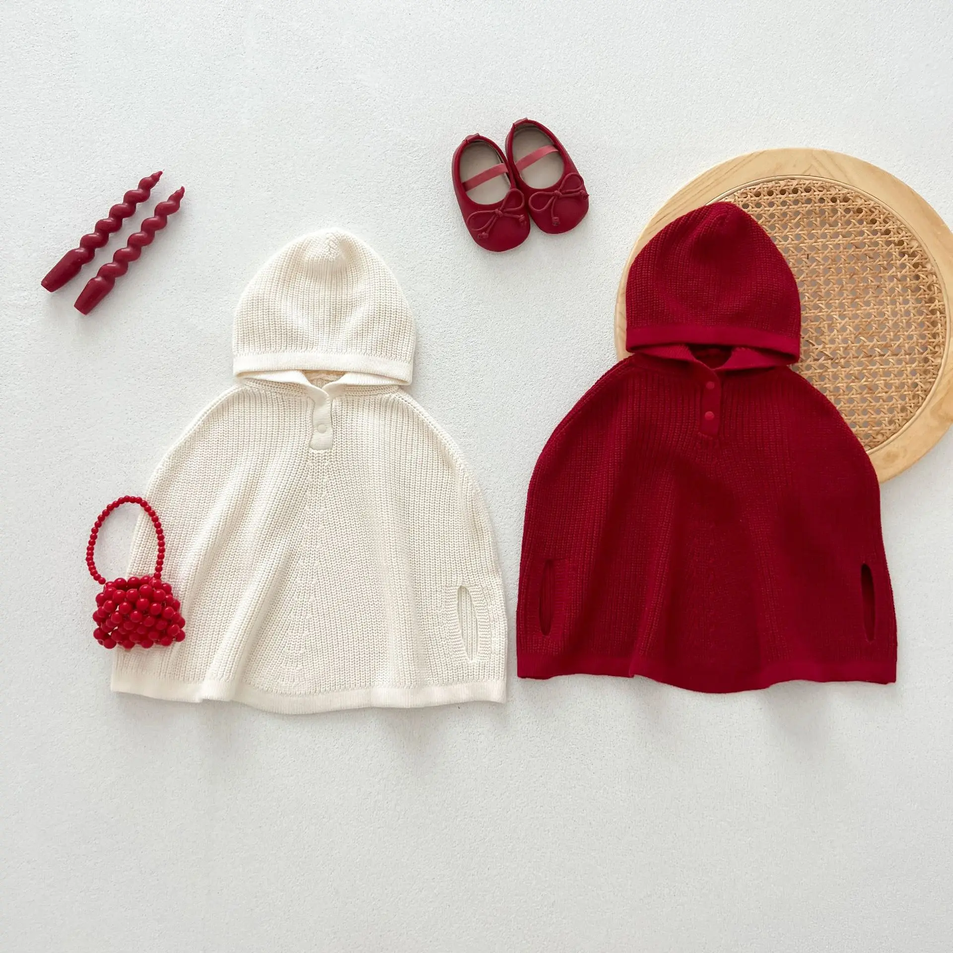 Autumn Newborn Infant Baby Boy Girls Knit Pullover Cloak Hooded Sweet Cute Sweater Kids Fashion Baby Clothing