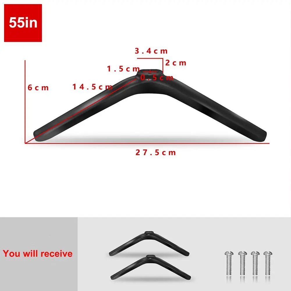 New Universal TV Base Stand Legs With Screws Black Television Tabletop Foot Pedestal Feet Bracket Living Room