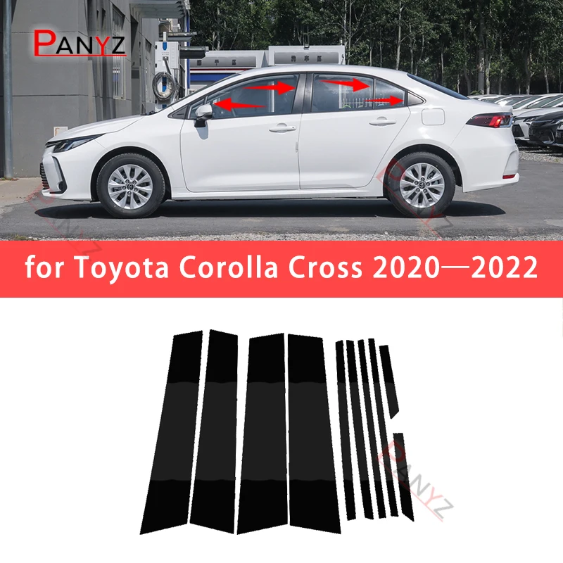 10Pcs Car Door Window Pillar Post Trim Covers Adesivi Decorativi Per Toyota Corolla Cross 2020 2021 2022 2023