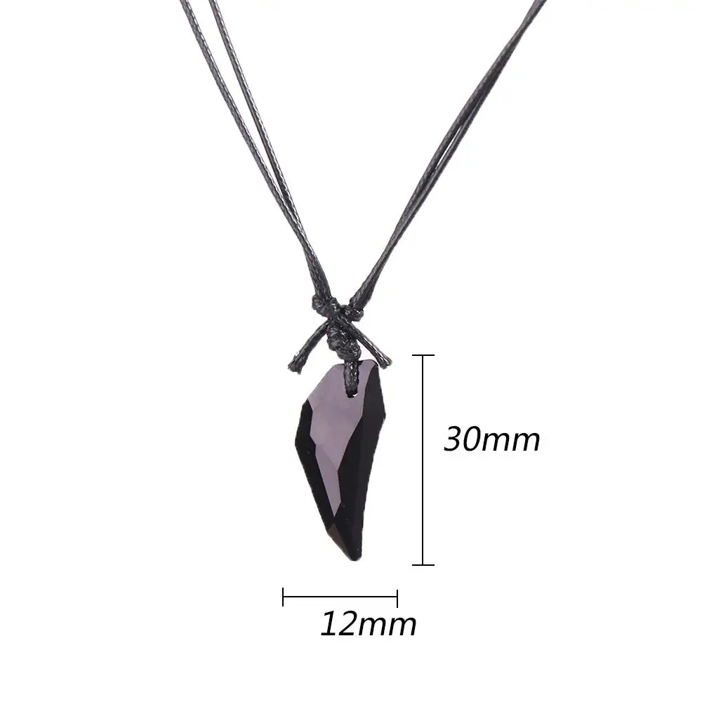 Shiny Black Sapphire Austrian Crystal 18K Plated Wolf Tooth Pendant Necklace Couple Accessories Fine Polished Adjustable Length